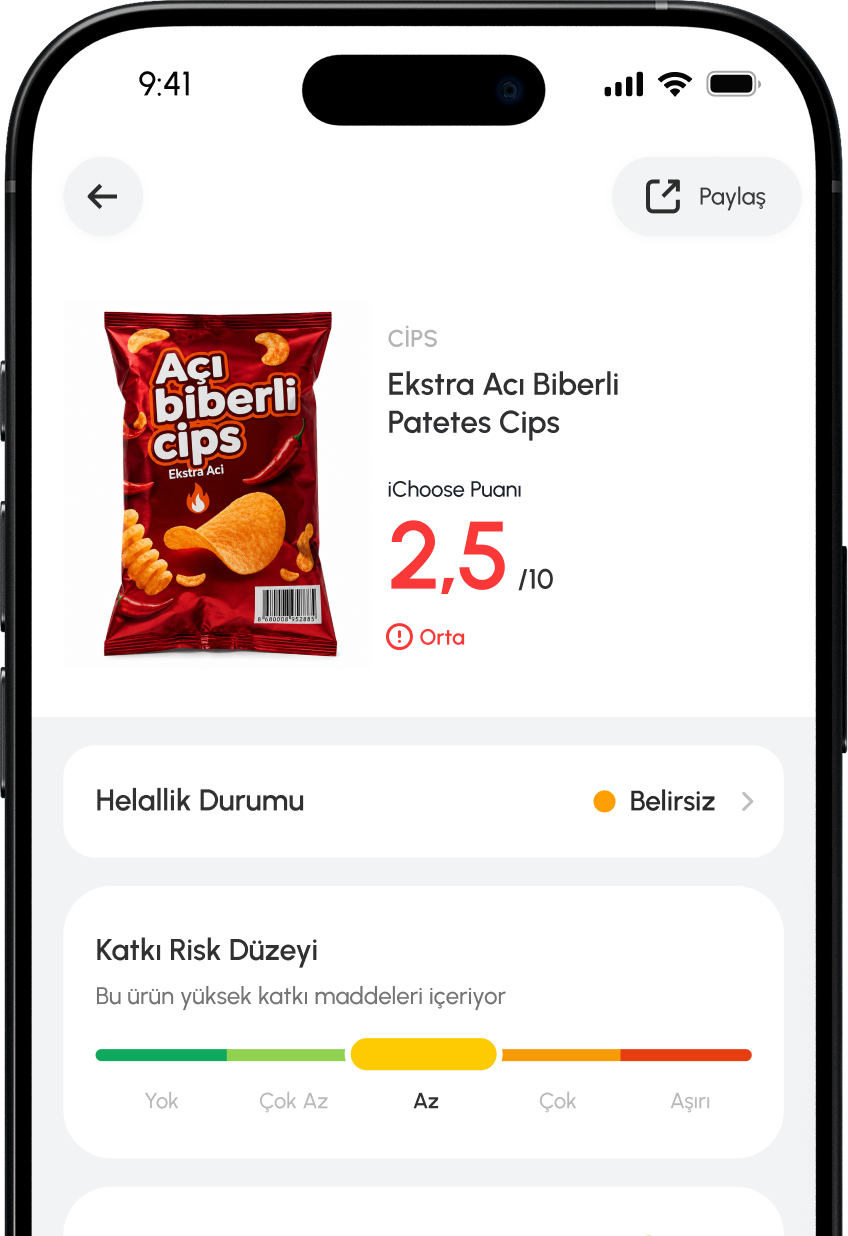 iChoose helallik durumu ekranı